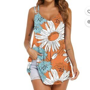 Ours Orange Sunflower Strappy Tank